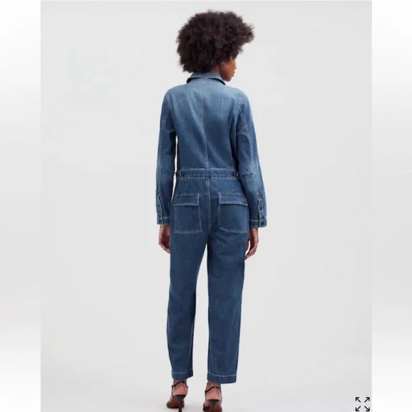 NWT Madewell Denim Blue Utility Jumpsuit Coveralls zip down size small - Picture 3 of 10